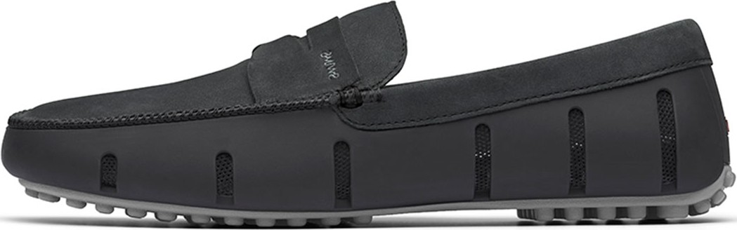 Swims Men's Luxe Nubuck Penny Driver Loafers, Black/Gray
