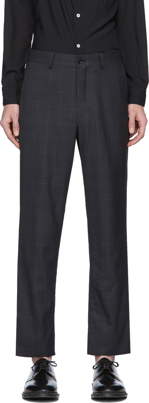 Comme des Garçons Homme Deux Grey Wool Check Trousers