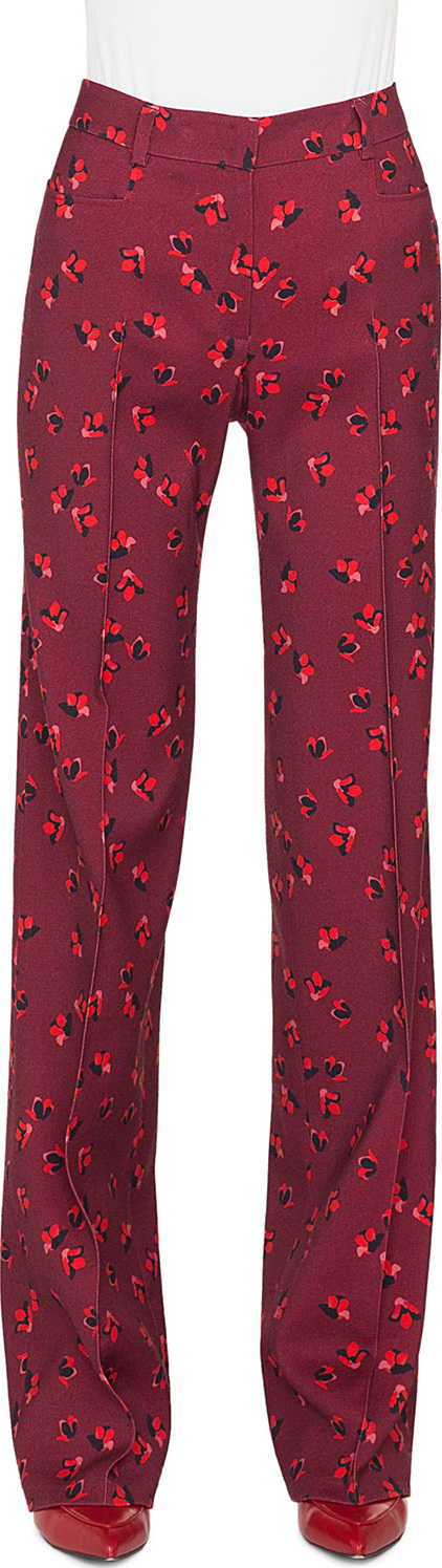 Akris Punto Mikka Floral-Print Straight-Leg Wool Trousers