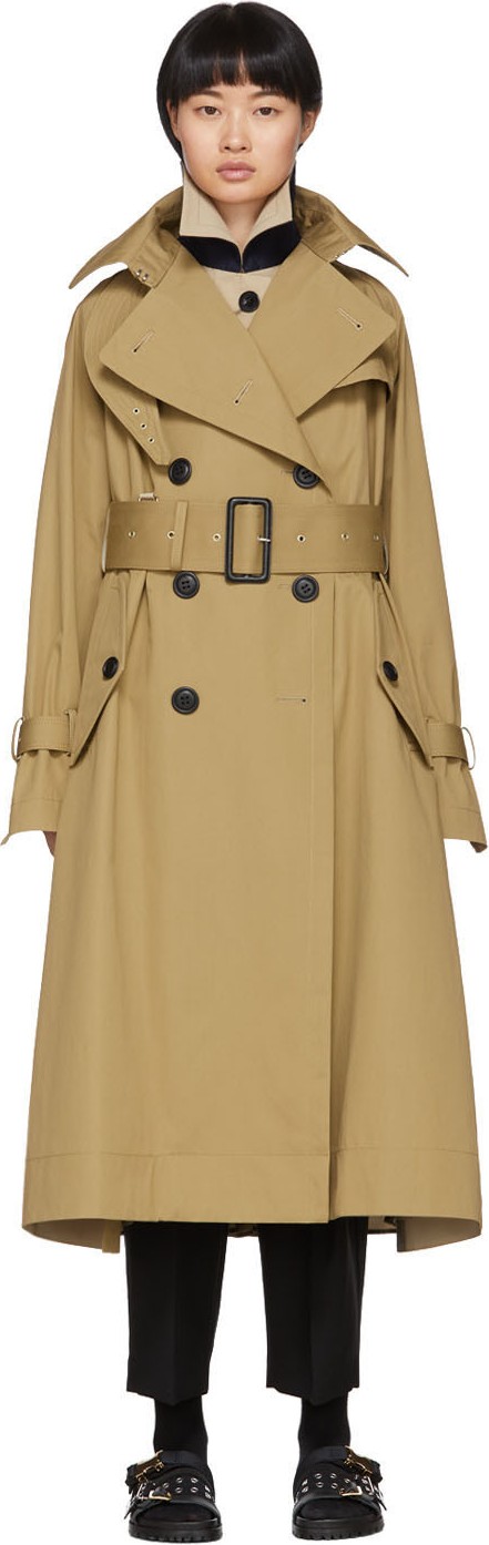 Sacai Beige Layered Trench Coat