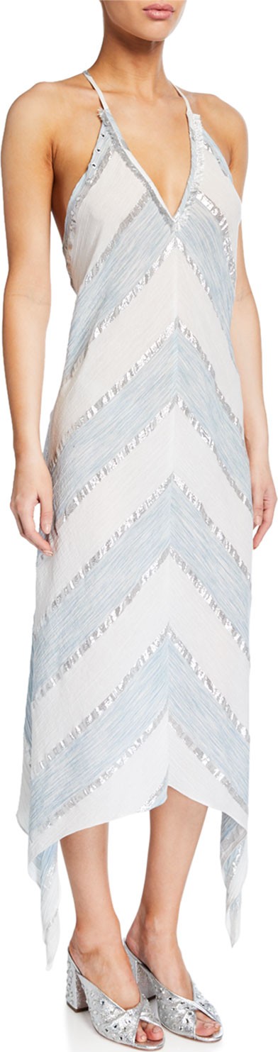 Ramy Brook Kiana Metallic Chevron Sleeveless Dress