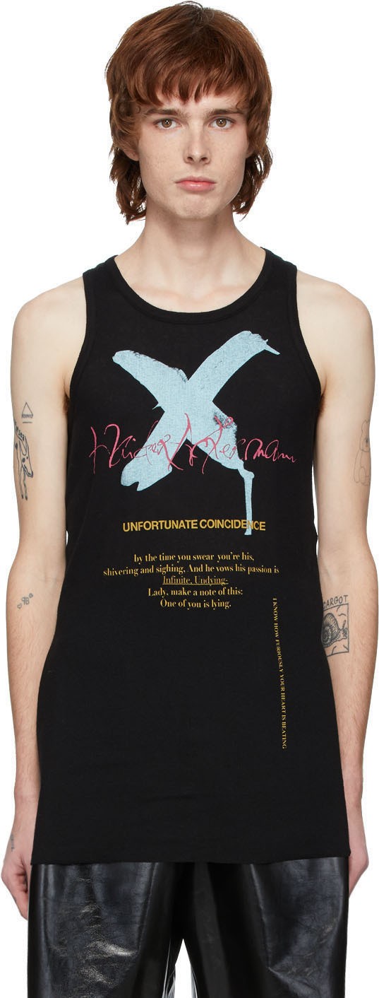 Haider Ackermann Black Graphic Tank Top
