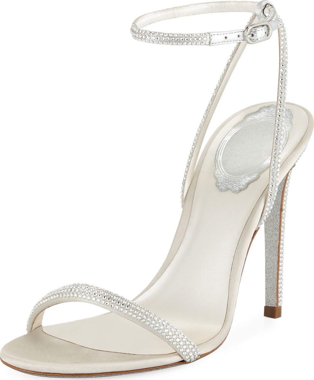 Rene Caovilla Crystal-Embellished Metallic Leather Sandals