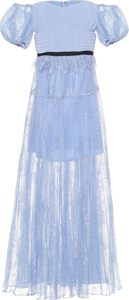 Self Portrait Floral lace and chiffon dress