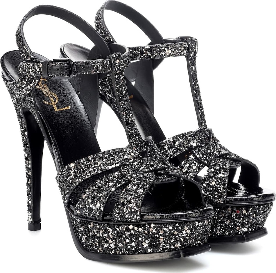 Saint Laurent Tribute 105 glitter sandals