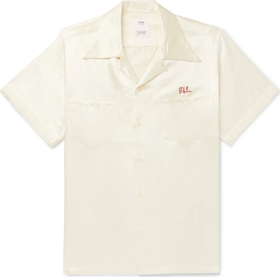 Visvim Camp-Collar Logo-Print Cotton-Blend Satin-Twill Shirt