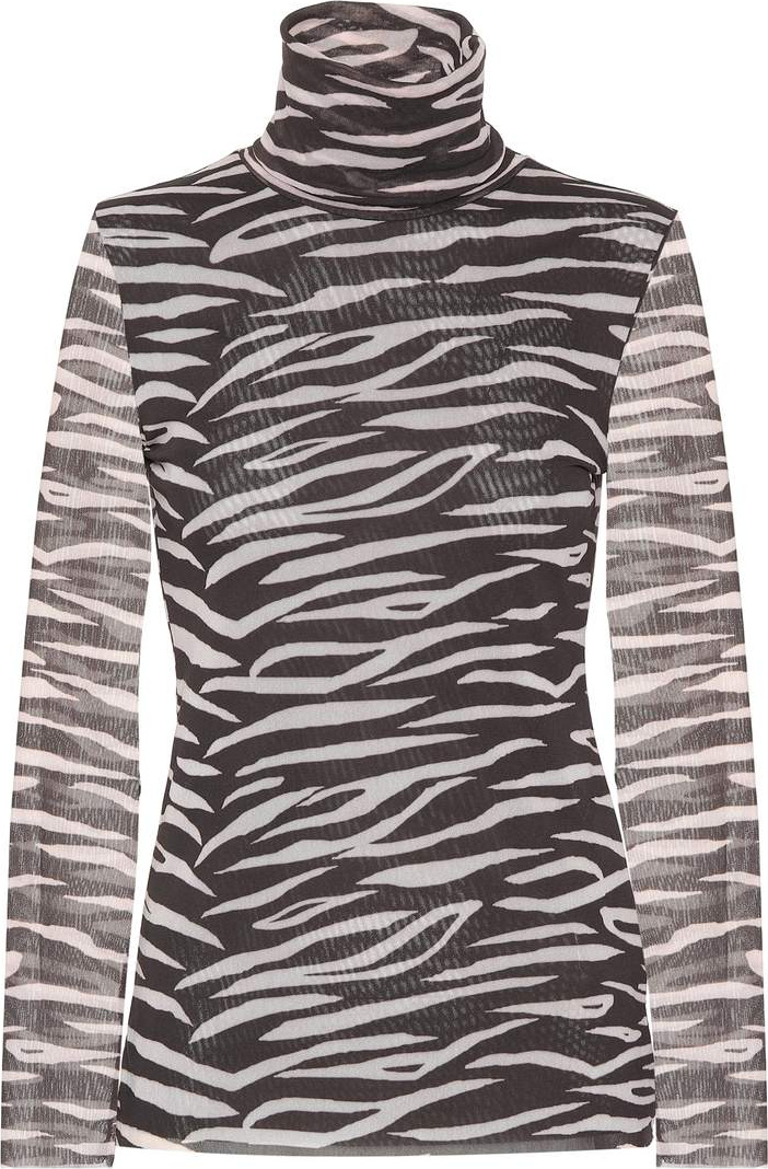 Ganni Tilden zebra-printed mesh top