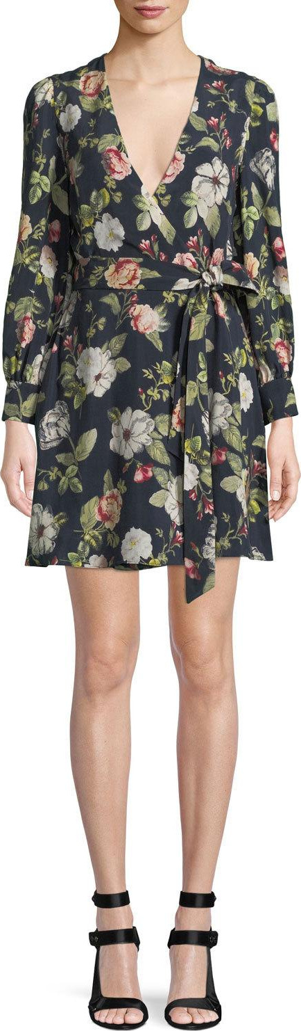Alice + Olivia Hannah Long-Sleeve Floral Wrap Dress