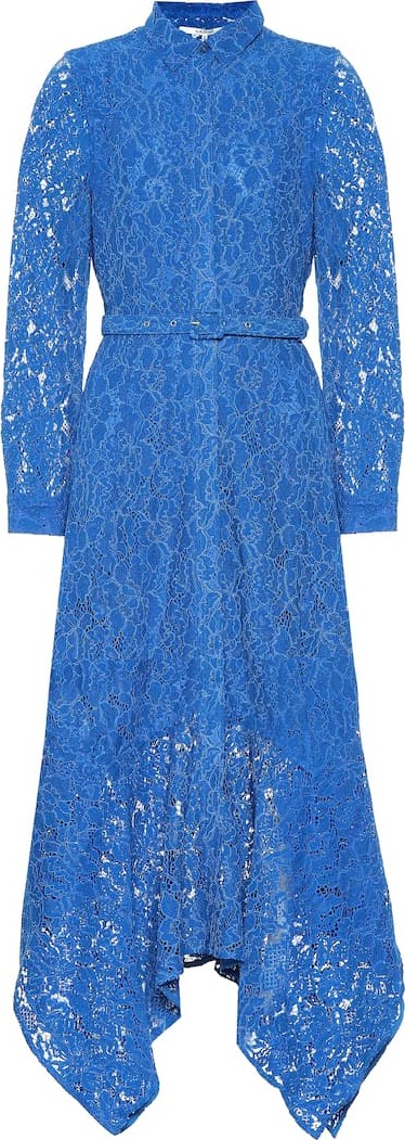 Ganni Cotton-blend asymmetric lace dress