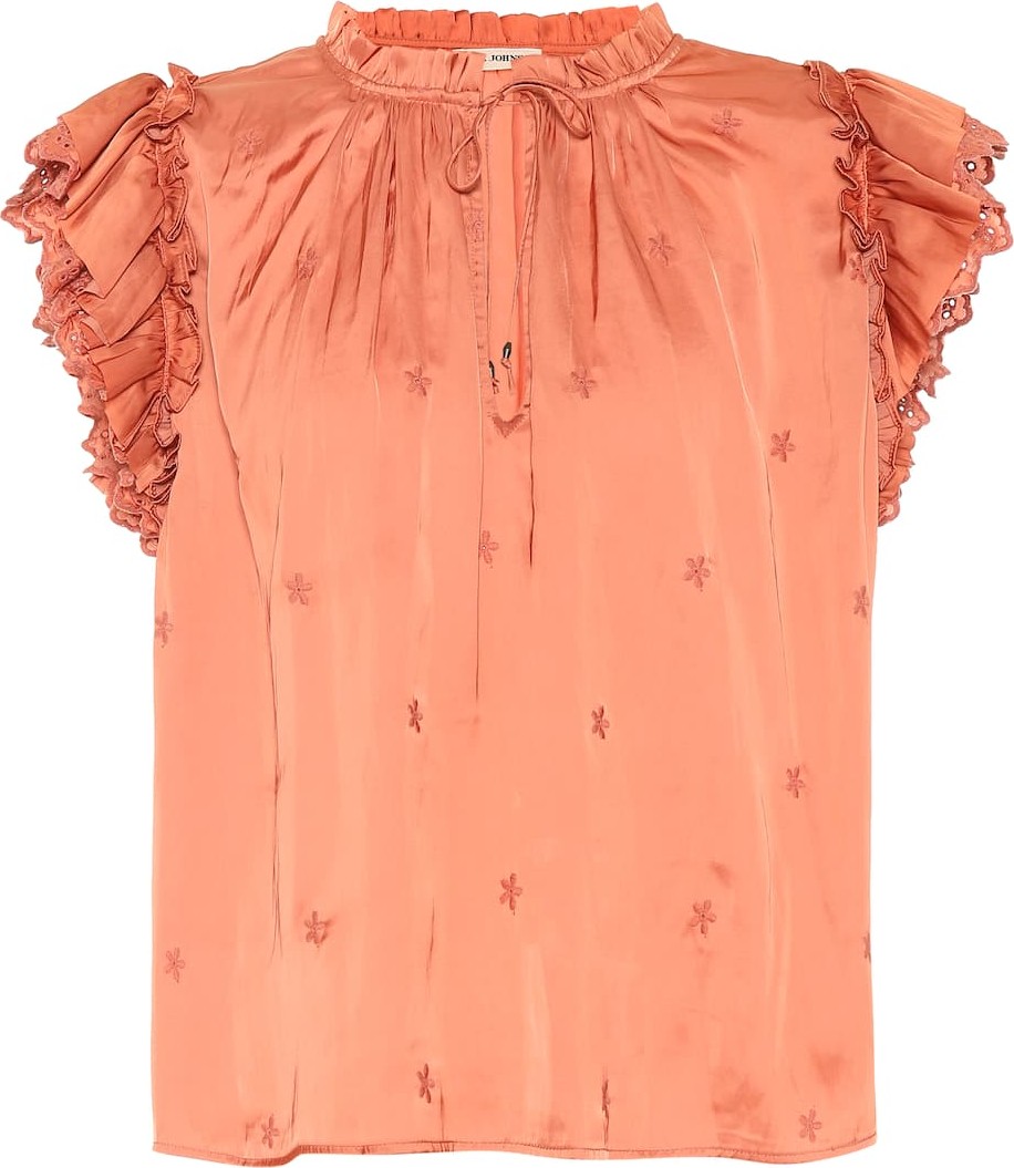 Ulla Johnson Myra embroidered satin top