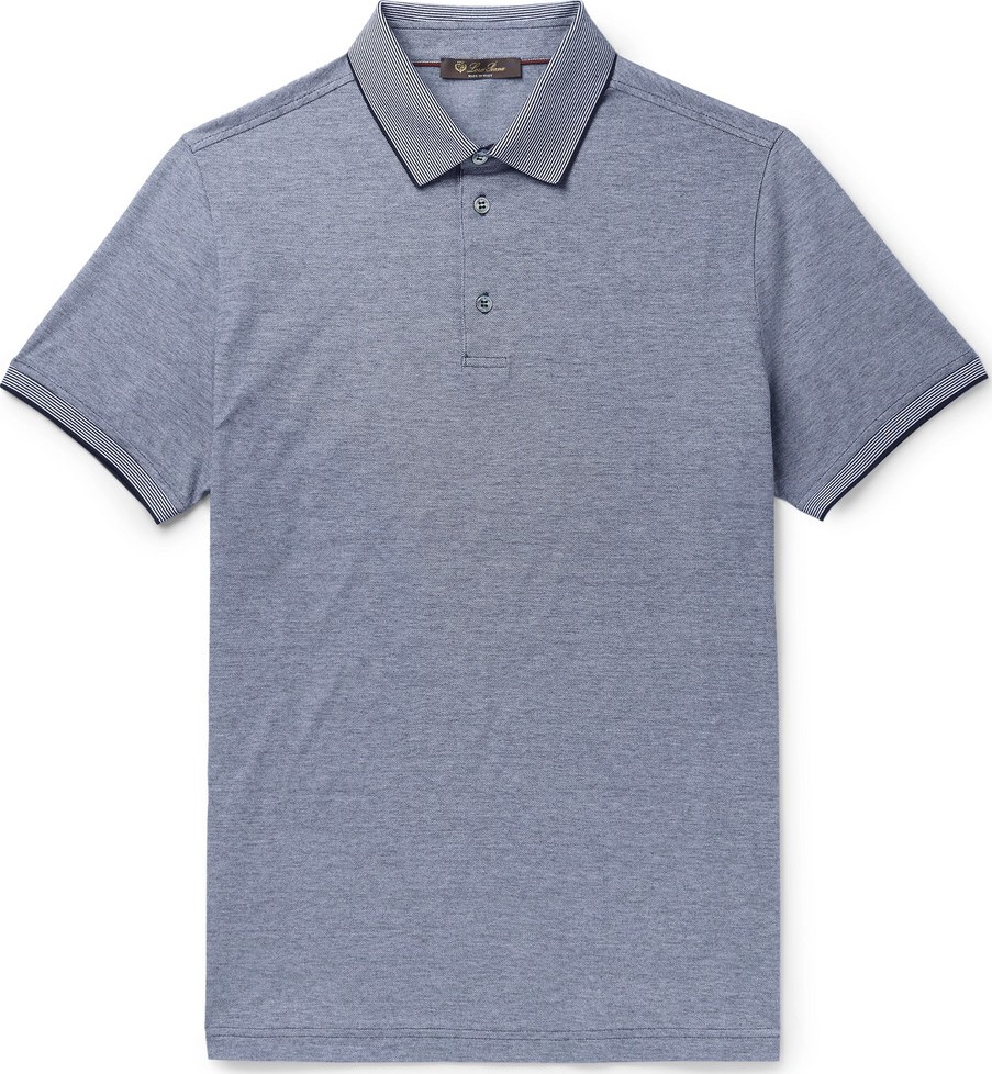Loro Piana Mélange Cotton-Piqué Polo Shirt