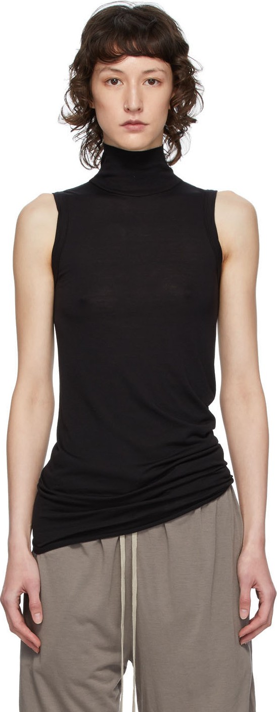 Rick Owens Lilies Black Heavy Jersey Sleeveless Turtleneck Sweater