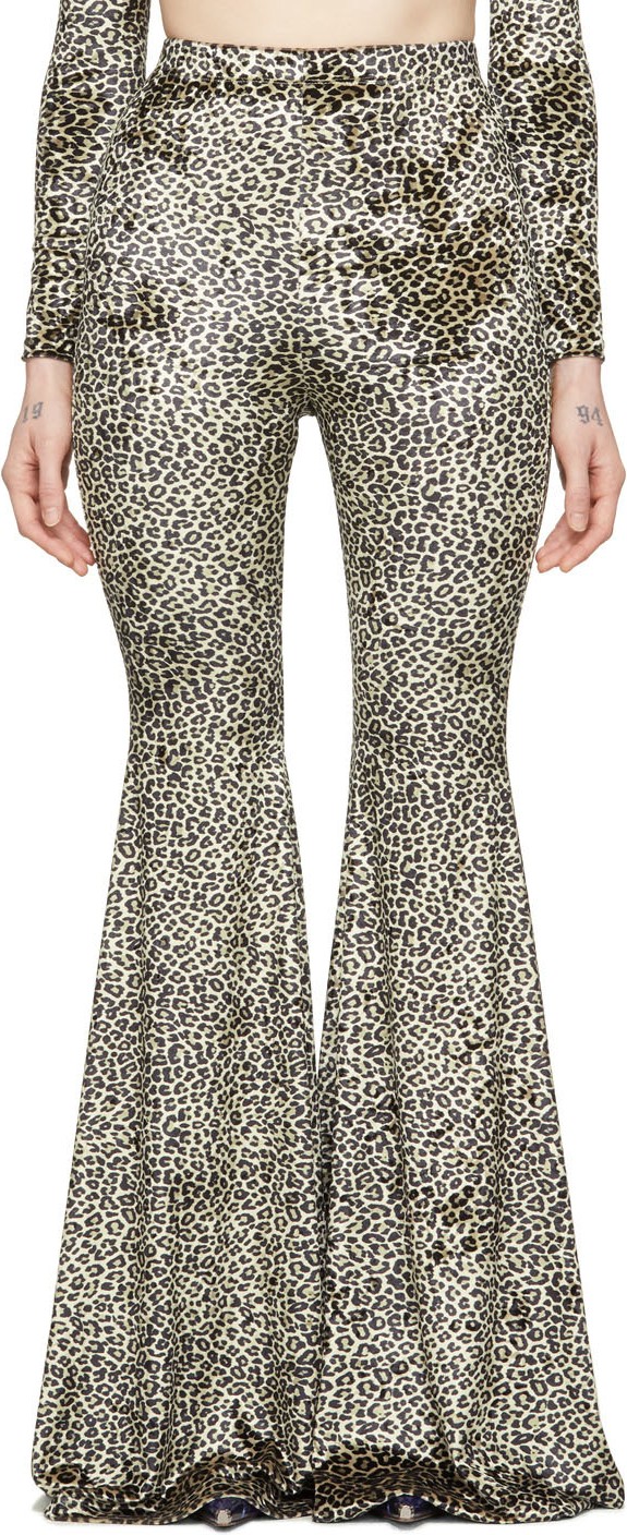 Vetements Black & Beige Leopard Evening Flared Lounge Pants
