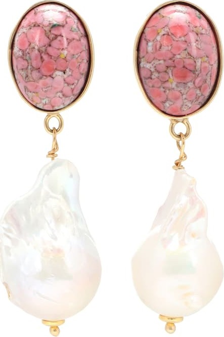 Magda Butrym Dahlia 24kt gold-plated earrings with pearls