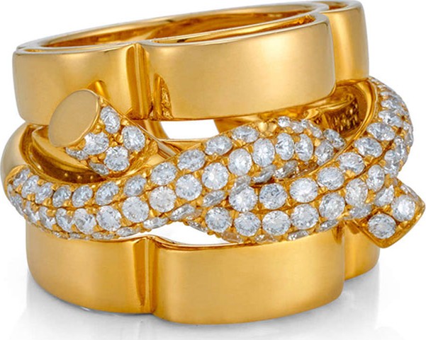 Bessa Diamond Rope Ring in 18K Yellow Gold, Size 6.5