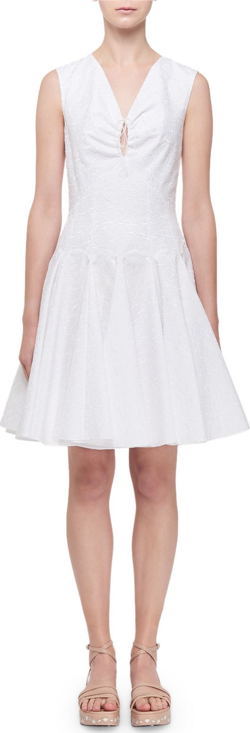 Alaïa Sleeveless Keyhole Gored Fluted Dress