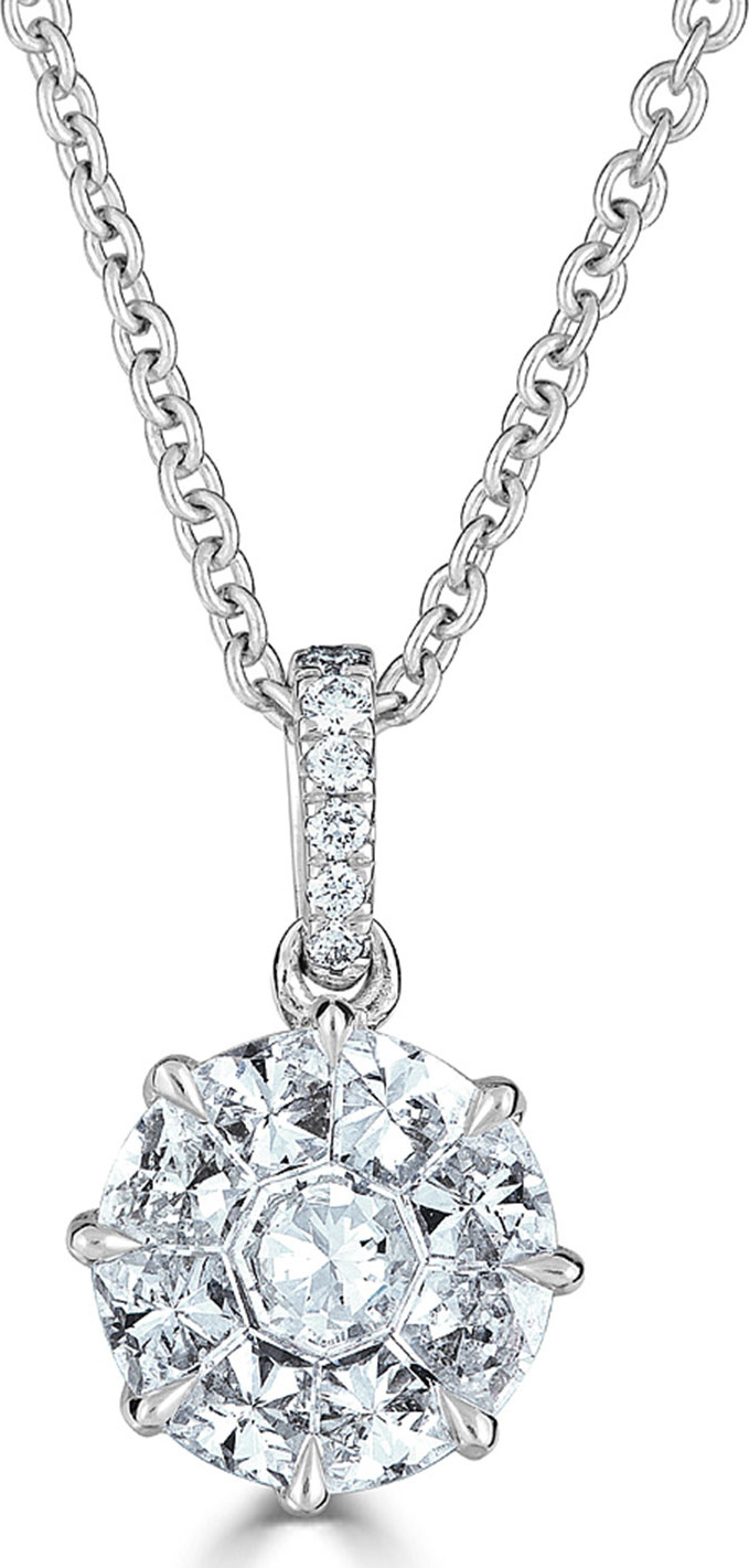 ZYDO 18k Mosaic Round Diamond Pendant Necklace