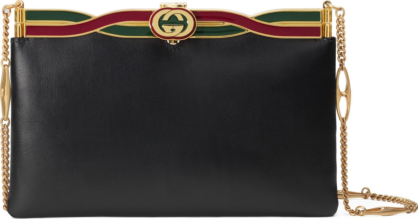 Gucci Broadway Logo Frame Leather Shoulder Bag