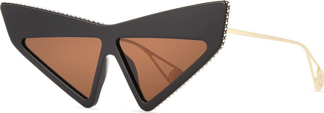 Gucci Crystal Studded Acetate Mask Cat-Eye Sunglasses