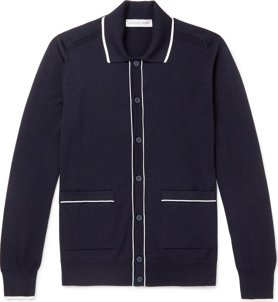 Orlebar Brown Slim-Fit Contrast-Tipped Merino Wool Cardigan