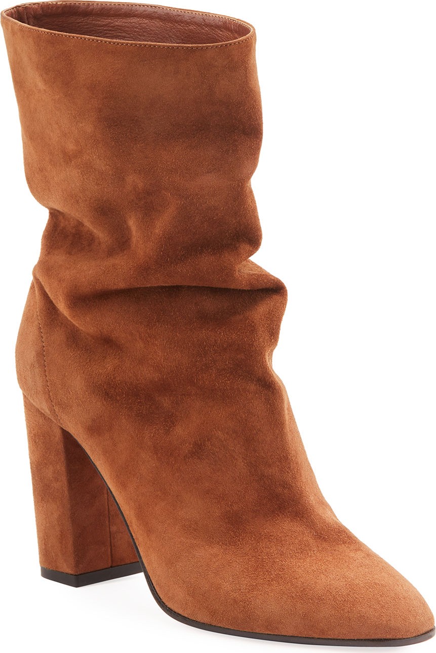 Aquazzura Booties Slouchy Scrunch Suede Booties
