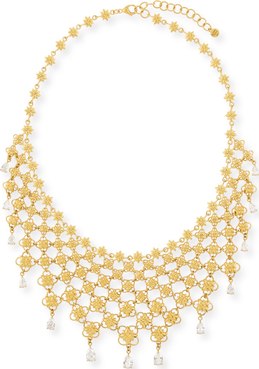 Buddha Mama 20k Mesh Bib Necklace w/ Pear-Cut Diamonds