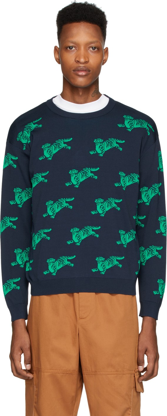 KENZO Navy & Green Jumping Tiger Sweatshirt