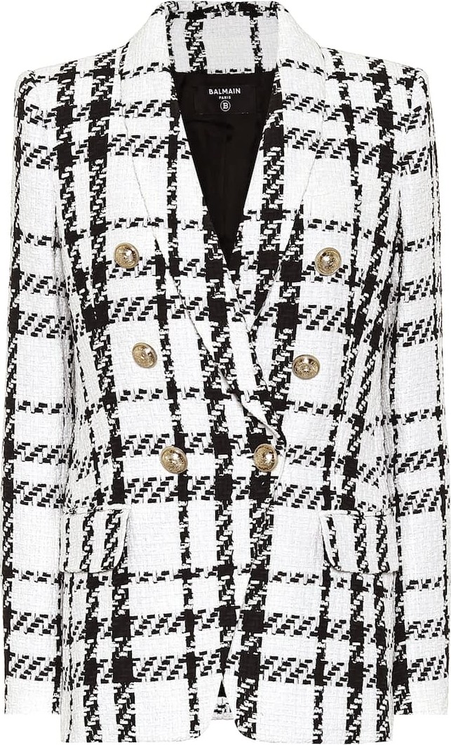 Balmain Checked cotton-blend tweed blazer