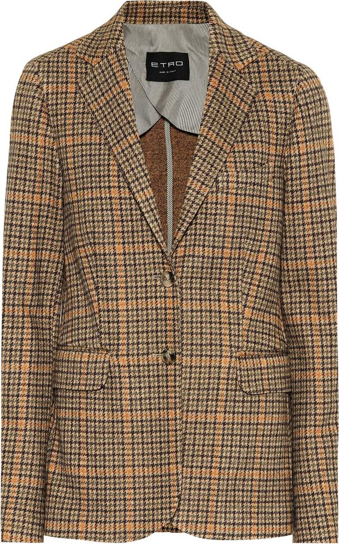 Etro Houndstooth wool-blend blazer