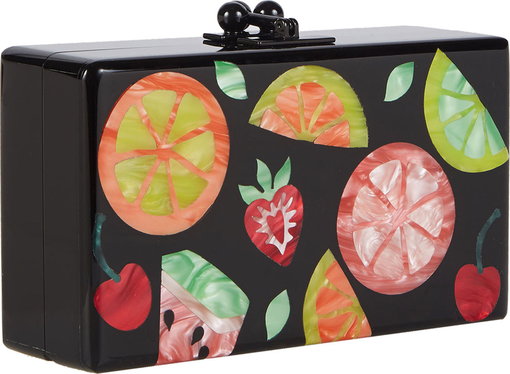 Edie Parker Jean Fruit Cocktail Frame Clutch Bag, Black