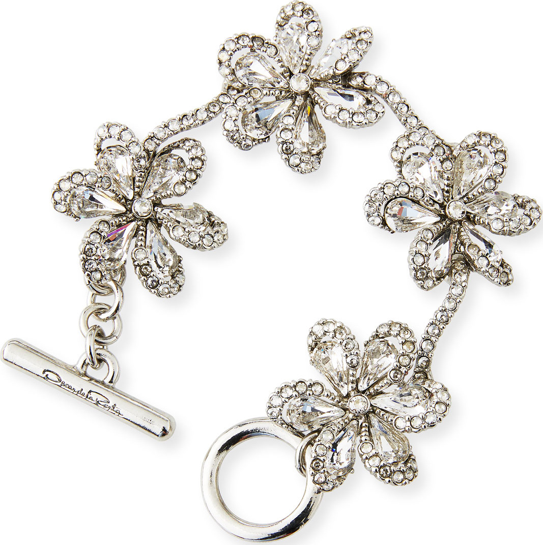 Oscar De La Renta Crystal Delicate Flower Bracelet