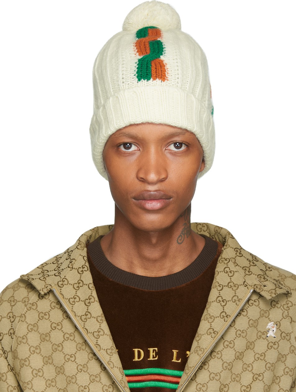 Gucci White Wool Ski Beanie