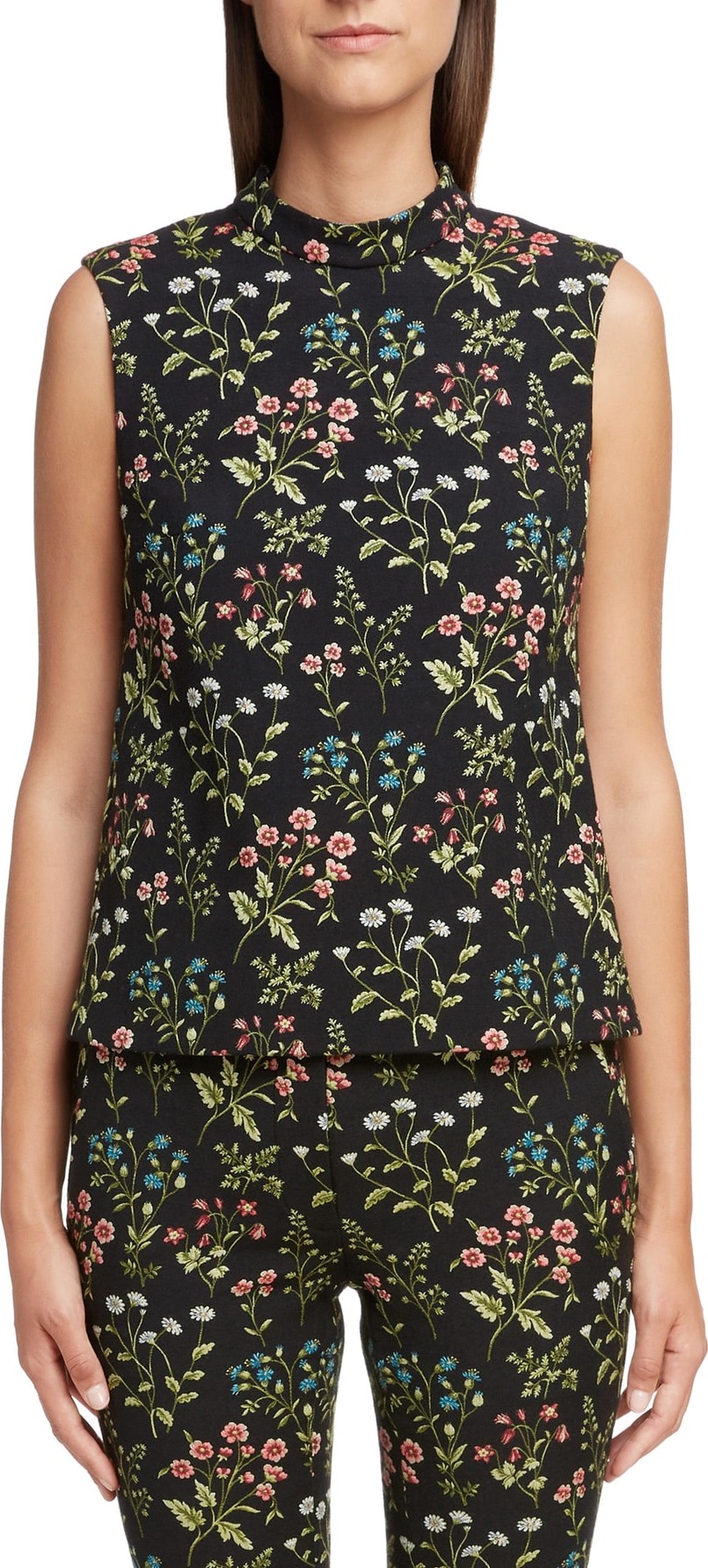 Erdem Floral Stretch Jacquard Top