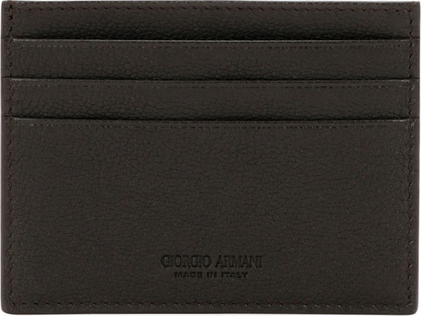 Giorgio Armani Tumbled Leather Credit Card Holder, Brown