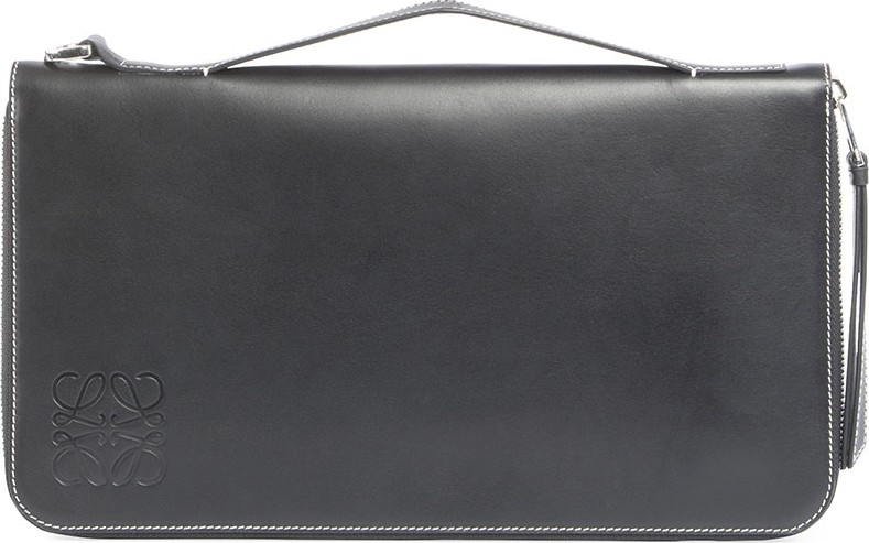 LOEWE Oversized Zip-Around Leather Wallet  Black