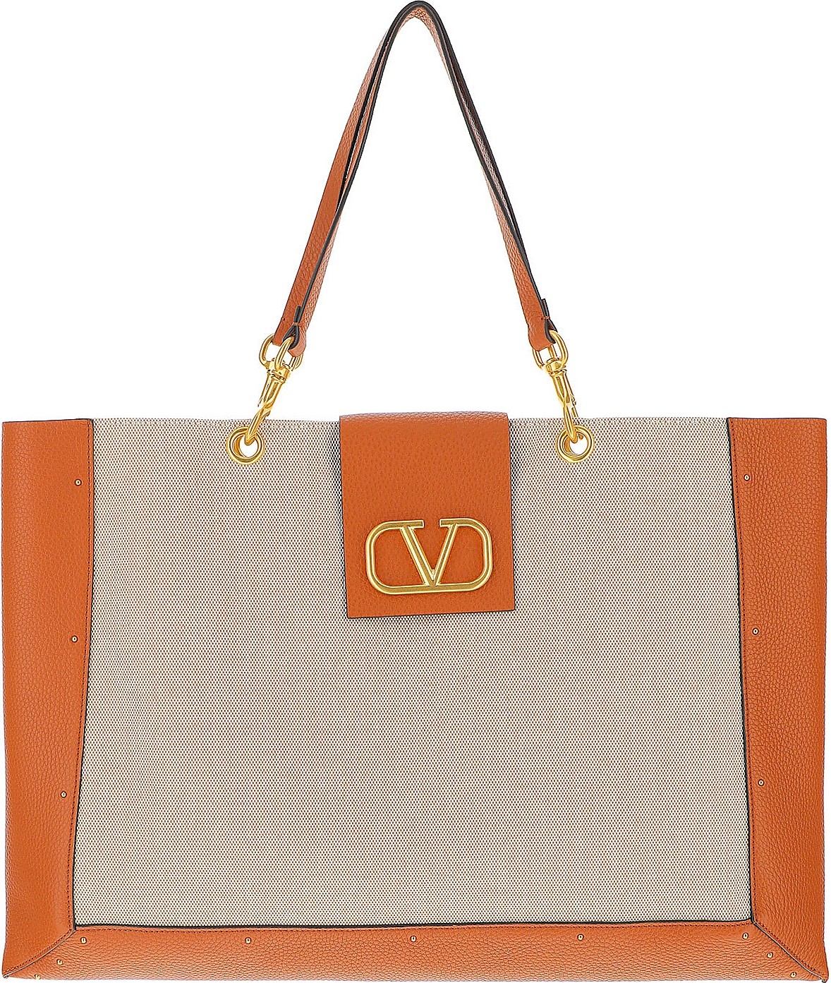Valentino Vlogo Canvas & Leather Shopping Bag