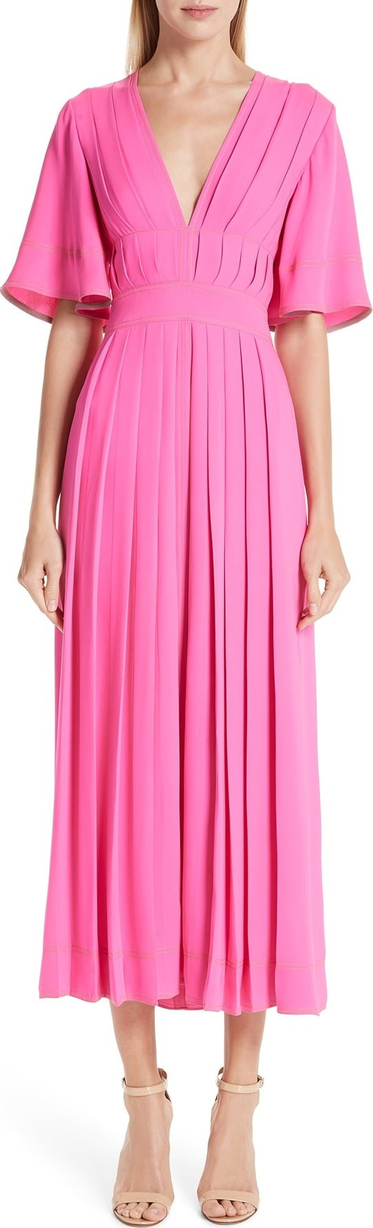 Roksanda Pleated Silk Georgette Midi Dress