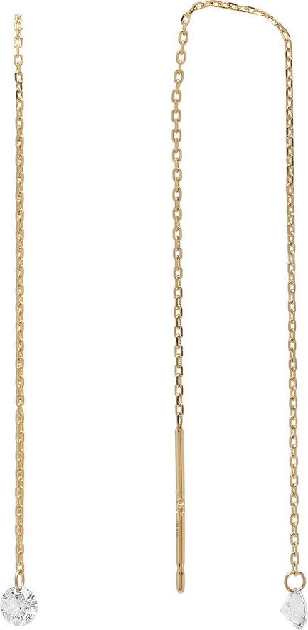 Nicha Jewelry 18k Delicate Floating Diamond Threader Earrings