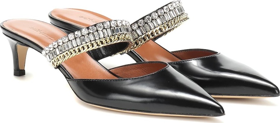 Self Portrait Embellished leather mules