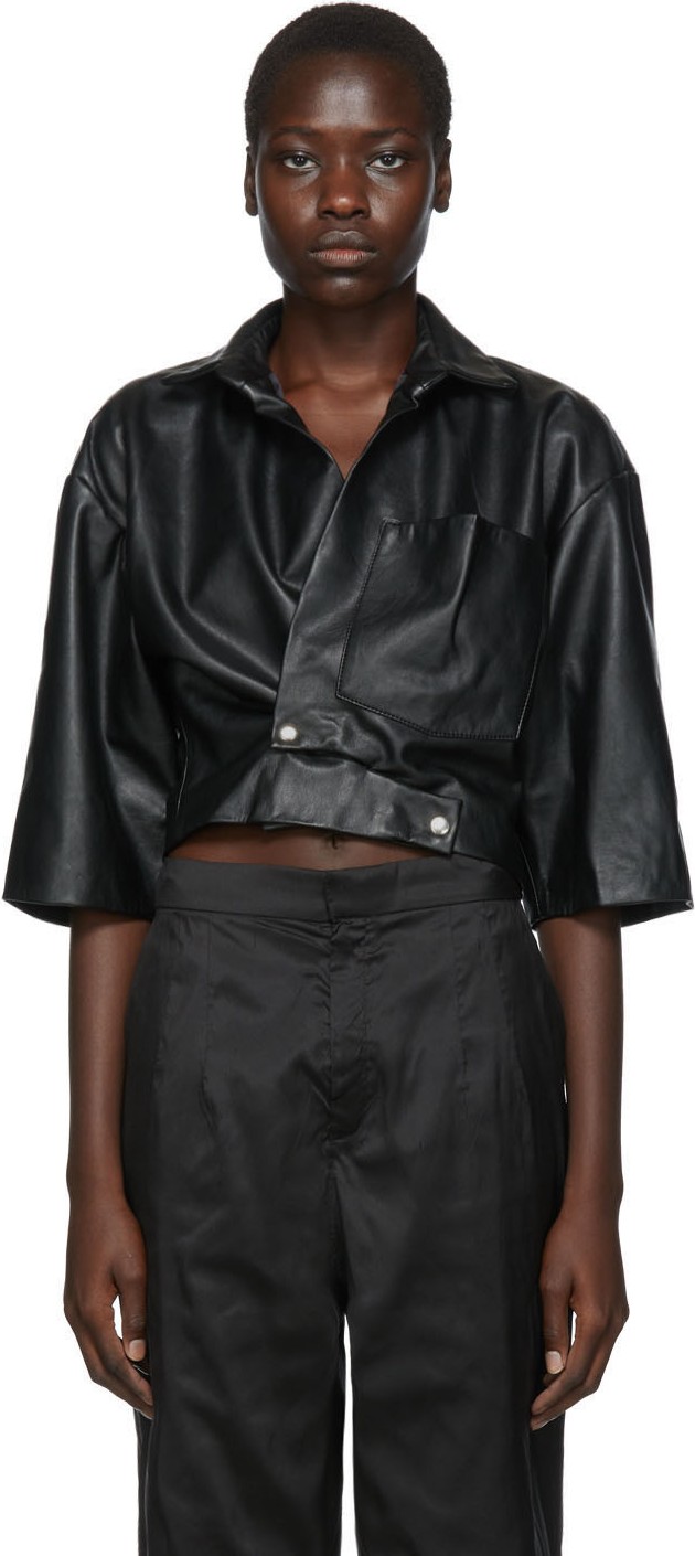Markoo SSENSE Exclusive Black 'The Cropped Snap-Front' Shirt