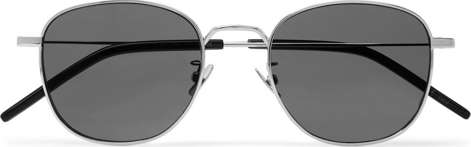Saint Laurent Round-Frame Silver-Tone Sunglasses
