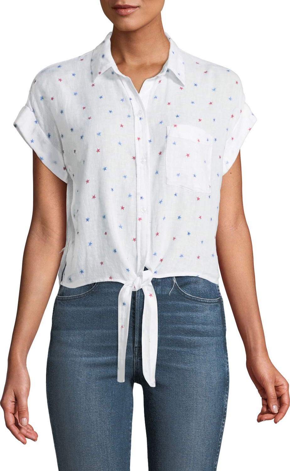 RAILS Amelie Star-Print Tie-Front Top