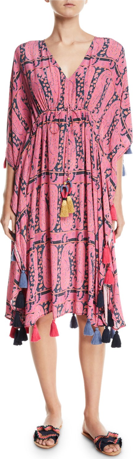 FIGUE Amrita Tassel-Trimmed Caftan Dress
