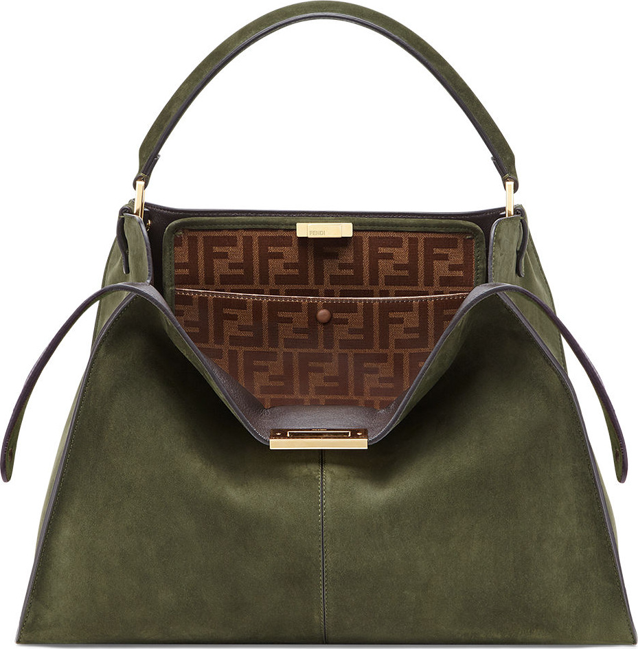 Fendi Peekaboo X-Lite Suede & Leather Satchel Bag