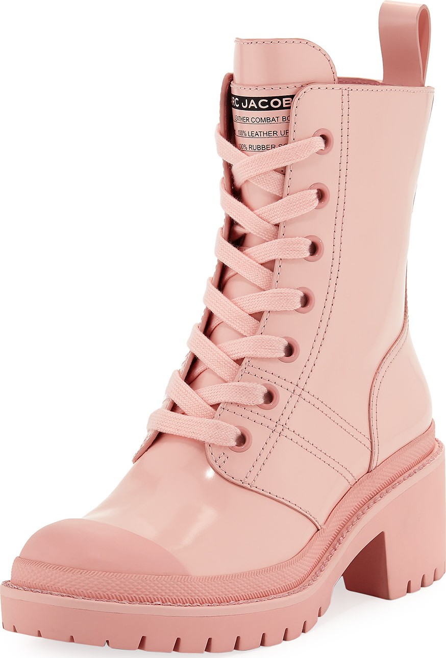 MARC JACOBS Bristol Lace-Up Chunky-Heel Leather Combat Boot
