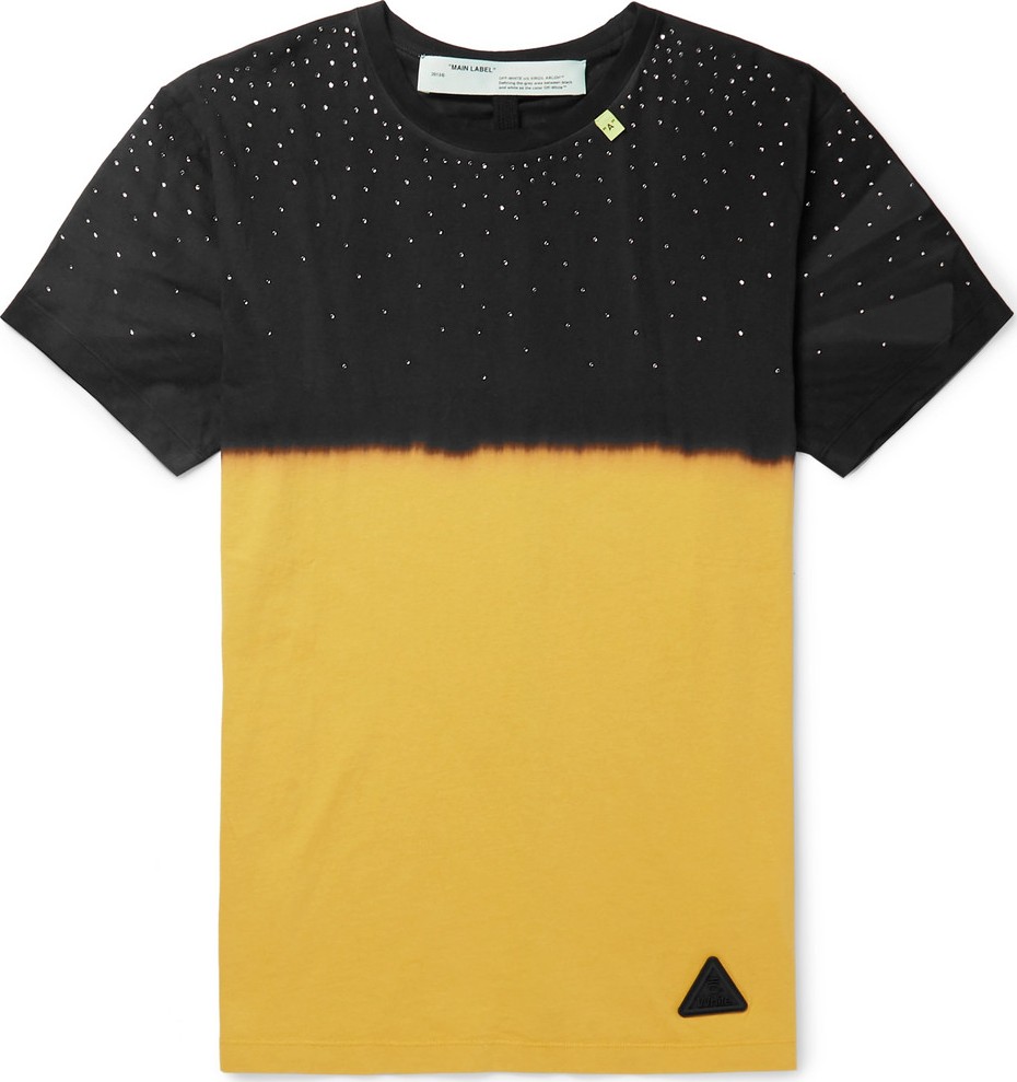 Off White Slim-Fit Embellished Tie-Dyed Cotton-Jersey T-Shirt