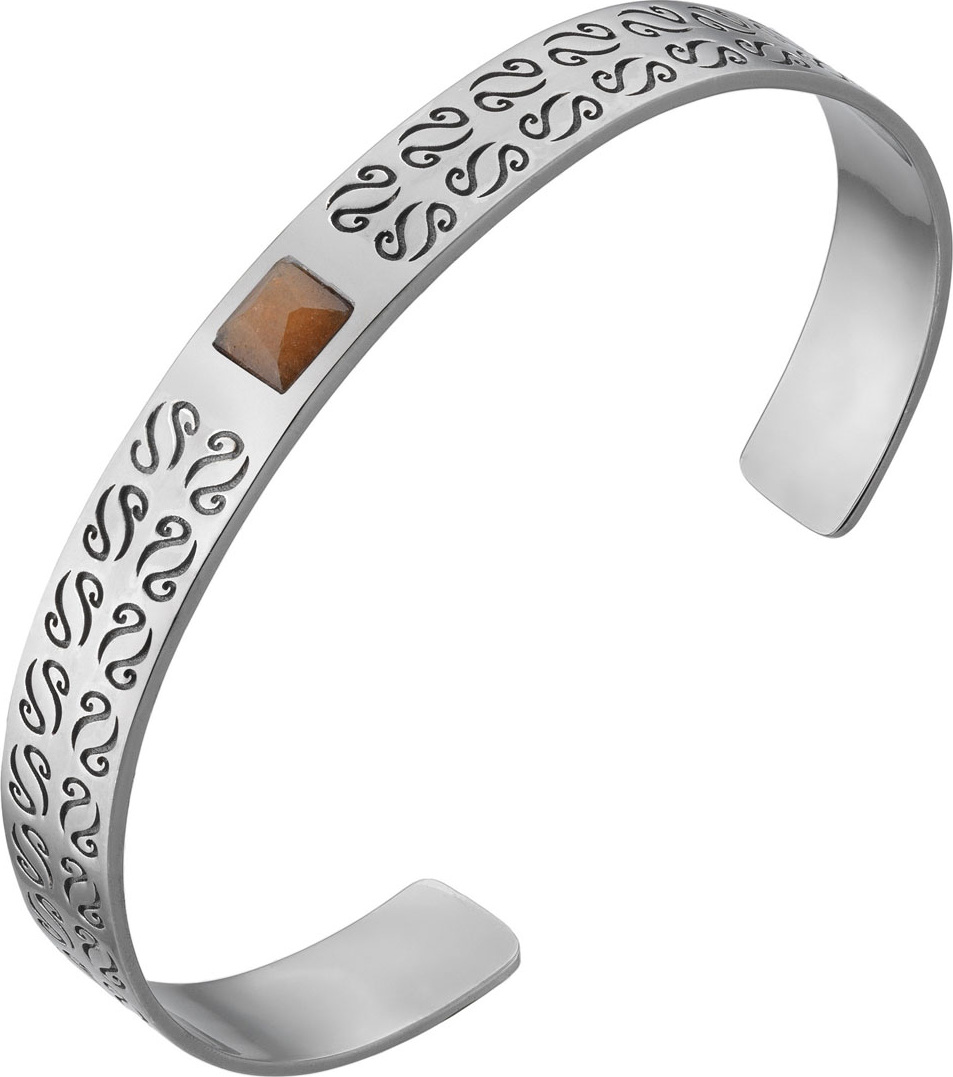 Marco Dal Maso Men's Silver Kick Cuff Bracelet with Aventurine