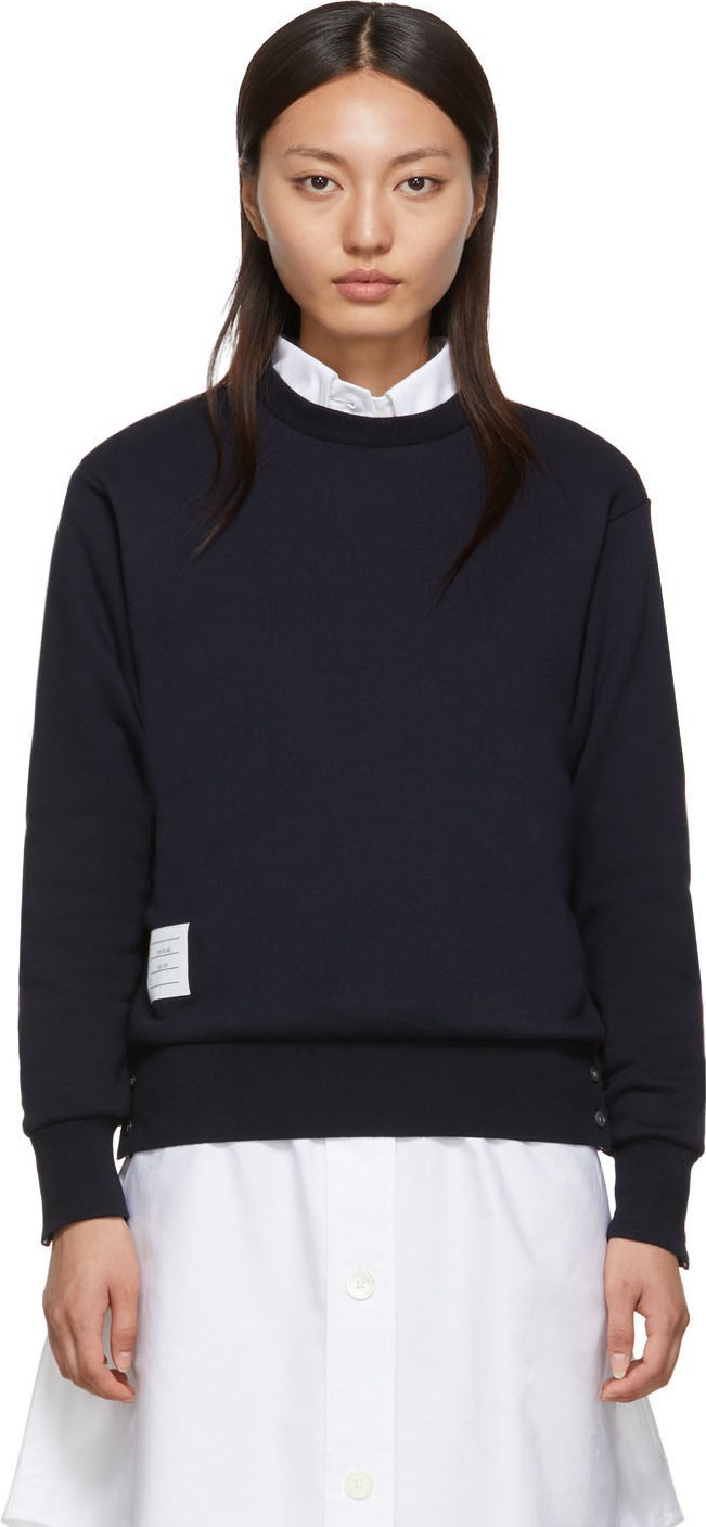 Thom Browne Navy Classic Loopback Crewneck Sweatshirt