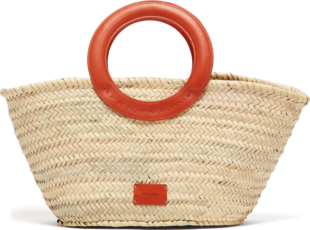 Zeus + Dione Scorpio leather-trimmed raffia basket bag