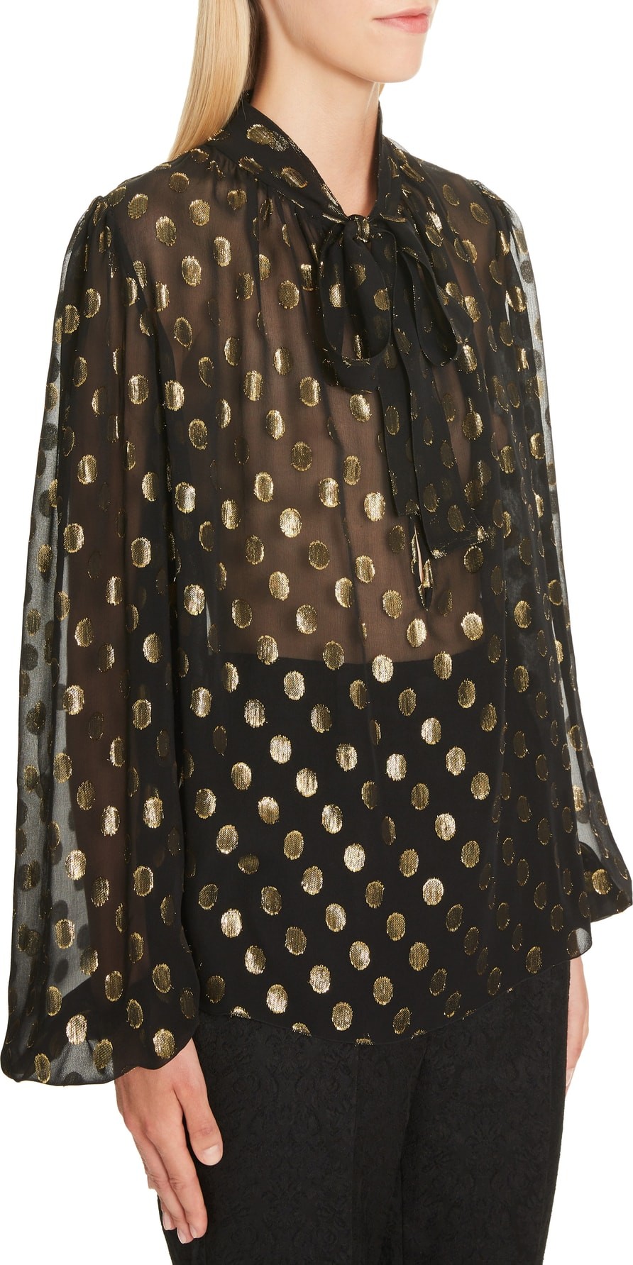 Dolce & Gabbana Metallic Fil Coupé Chiffon Top